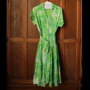 DVF wrap around palm frond midi dress